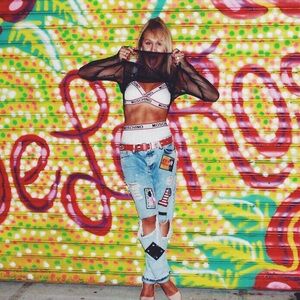 Pull & Bear Boyfriend patchwork Jeans